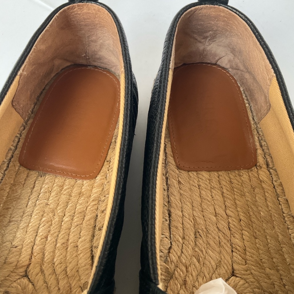 Lauren Ralph Lauren Cameryn 7 Black Leather Espadrille with Natural Jute Toe - Picture 7 of 12